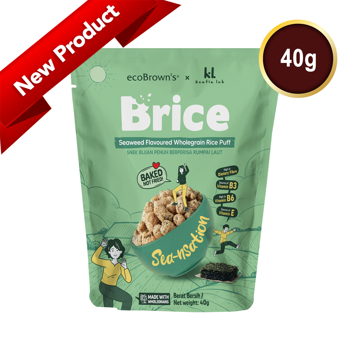 ecoBrown’s Brice Seaweed Flavoured Wholegrain Rice Puff [40g]