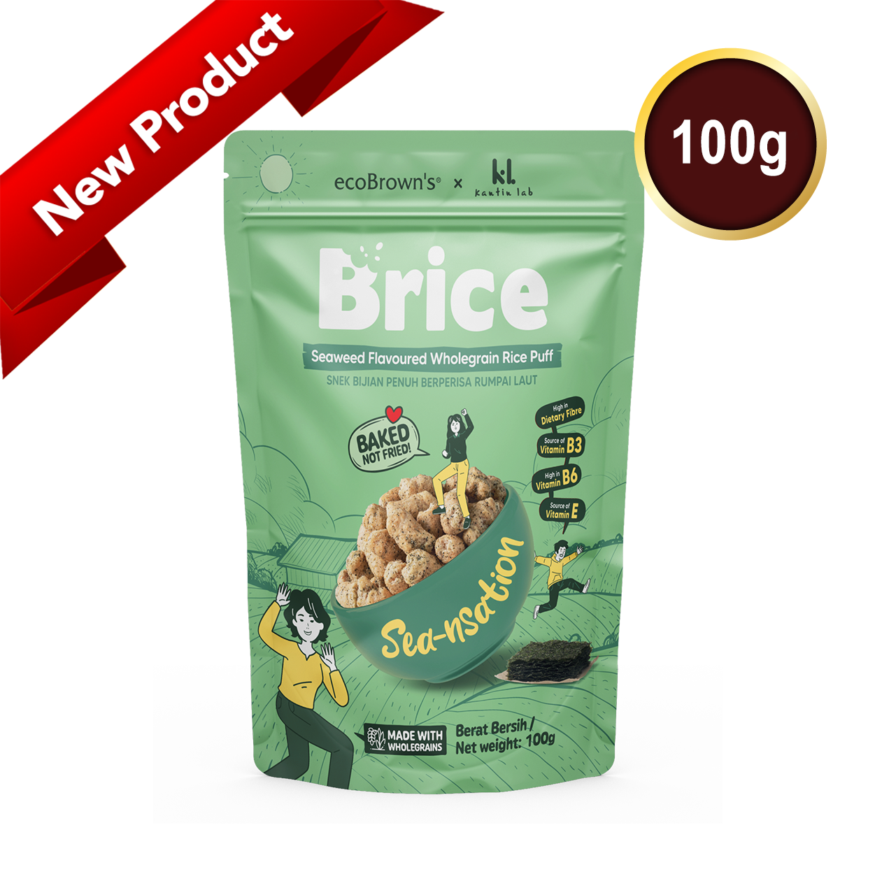 ecoBrown’s Brice Seaweed Flavoured Wholegrain Rice Puff [100g]