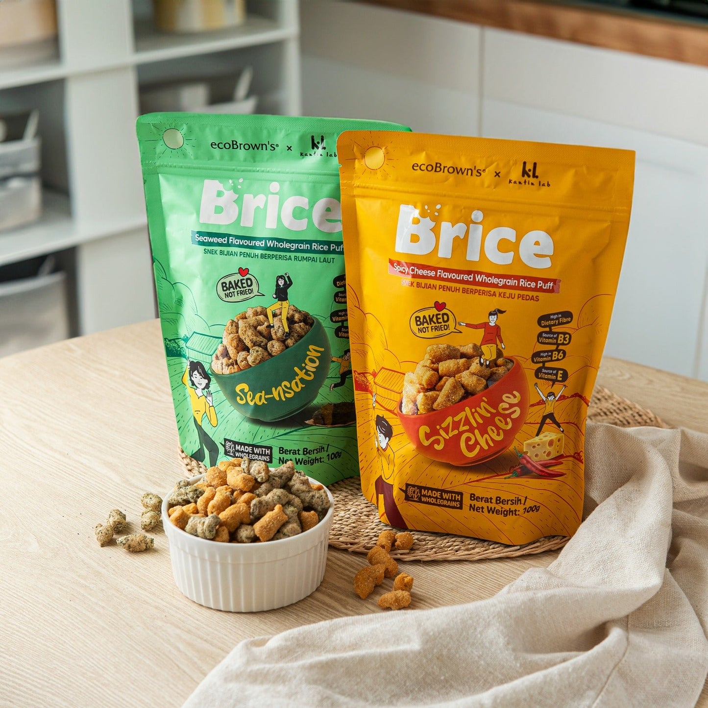 ecoBrown’s Brice Seaweed Rice Puff [Bundle of 5 x40g]
