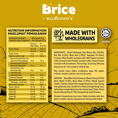 [Bundle of 5x 40g] ecoBrown’s Brice Wholegrain Rice Puff - Seaweed+ Spicy Cheese+ Truffle+ Himalayan Salt+ Durian