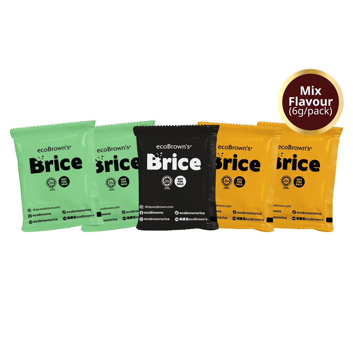 [Bundle of 5x 6g] ecoBrown’s Brice Wholegrain Rice Puff - Seaweedx2+ Spicy Cheesex2+ Truffle
