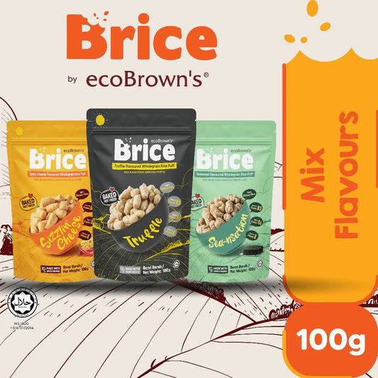 [Bundle of 3x100g] ecoBrown’s Brice Wholegrain Rice Puffs Truffle + Spicy Cheese + Seaweed