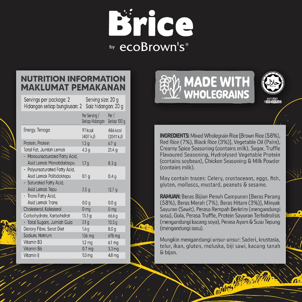[Bundle of 3x40g] ecoBrown’s Brice Wholegrain Rice Puffs – Truffle + Spicy Cheese + Seaweed