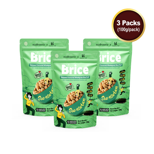 ecoBrown’s Brice Seaweed Rice Puff [Bundle of 3 x 100g]